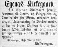 Stavangeren 3. mars 1881.